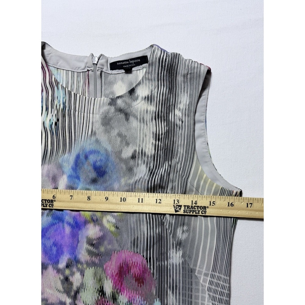 Nanette Lepore Silk Blouse Women 4 Multi Color Good Floral Artistic Sleeveless - Picture 7 of 11